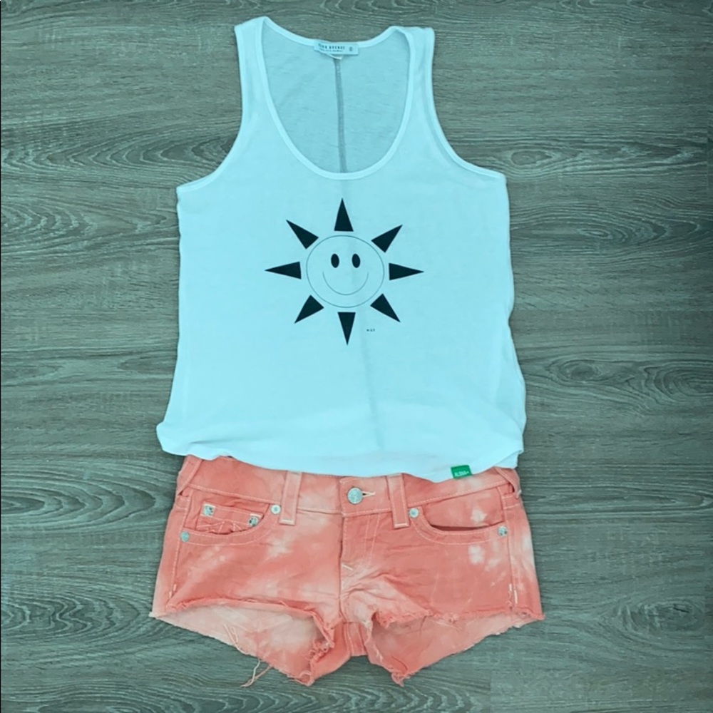 ❤️ True Religion Orange Tie Dye Denim Cutoff Shorts